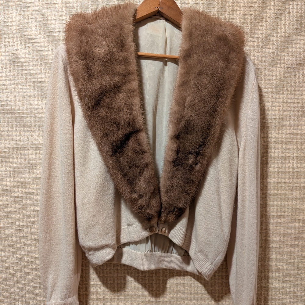 Vintage Handmade Wool Silk Fur Cardigan